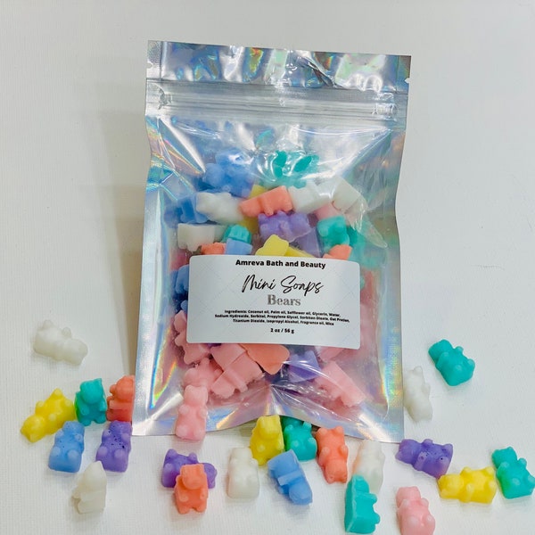 Mini Bears Soap In Bag |  Soap Favors |YOU CHOOSE Customized Tiny Soap | Handmade Soap | Kids Soap | Small Soap | Gift Idea | Party Favor