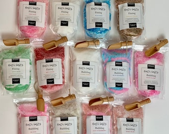 1lb Scented Bath Salts: Bubbling or Fizzing, Spa Gift with Scooper