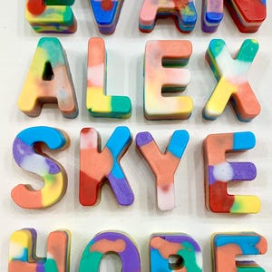 Customized Letter Soap | Name Soap | Soap Favors | Personalized Gift | YOU CHOOSE Scent | Multi Color Soap Kids Soap Gift Idea Party Favor