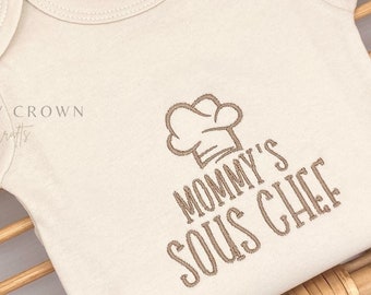 Embroidered Mommy’s Sous Chef Bodysuit • Baby Sous Chef with Chef Hat ONESIES® Brand • Chef Pregnancy Baby Announcement • Chef Baby Gift