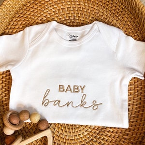 Embroidered Baby Announcement Bodysuits • Pregnancy Announcement • Hospital Take Home ONESIES® Brand • Personalized Baby Shower Gifts