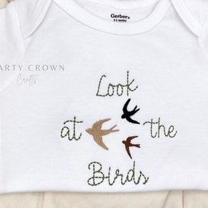 Embroidered Look at the birds Bodysuit • Scripture Matthew 6:26-27 Christian Baby Gifts • Faith ONESIES® Brand • Christian Baby Shirts • 734