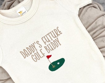 Embroidered Bodysuit Daddy’s Future Golf Buddy • Daddy's Golfing Buddy Bodysuit • Pregnancy Baby Announcement • Golf Father’s Day gift