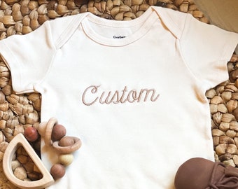 Custom Embroidered Onesies® Brand • Personalized Baby Girl Onesies® Brand • Girl Natural Baby Name Onesies® Brand • Unique Girl  Boy Clothes