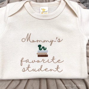 Embroidered Mommy’s Favorite Student Bodysuit • Mom is a Teacher Bodysuit • Cute Bodysuit for Teacher’s Baby • Teacher Baby Announcement