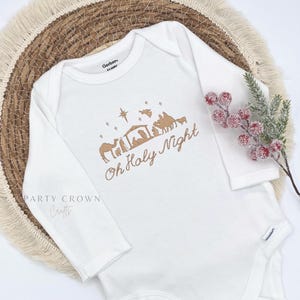 Embroidered Nativity O Holy Night Bodysuit • Christmas Baby Bodysuit • Christian Christmas Baby Bodysuit • Merry Christmas Baby Gifts