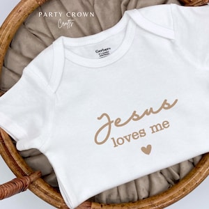 Embroidered Jesus loves me Bodysuit • Faith Bodysuit • Baby Christian Clothing • Faith Baby Shower Gifts • Cute Christian Baby Gifts •