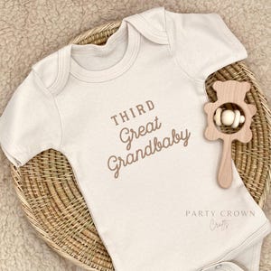Embroidered THIRD Great Grandbaby Bodysuit • Pregnancy Announcement to Great Grandparents • Grands Baby Announcement • Hi Grandpa + Grandma