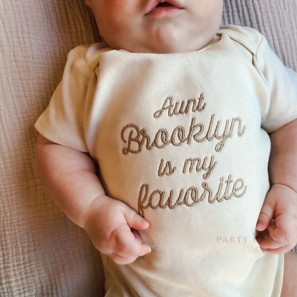 Embroidered Favorite Aunt ONESIES® Brand • Personalized Auntie Bodysuit • Custom Aunt Shirt • Baby Announcement, Aunt Pregnancy Announcement