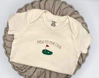 Embroidered Onesie New to the Club • Golf Club • Daddy's Golfing Buddy • Pregnancy Baby Announcement • Golf Onesie • Father’s Day gift