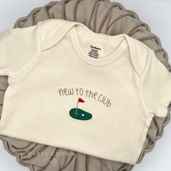 Embroidered Onesie New to the Club • Golf Club • Daddy's Golfing Buddy • Pregnancy Baby Announcement • Golf Onesie • Father’s Day gift