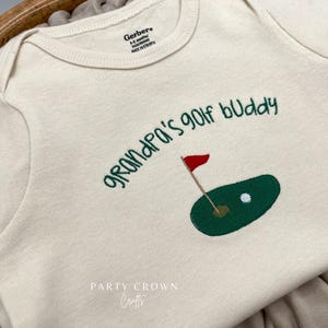 Embroidered Bodysuit Grandpa’s Golf Buddy • Grandpa’s Golfing Buddy Bodysuit • Golf Pregnancy Baby Announcement to grandpa • Golf Buddy