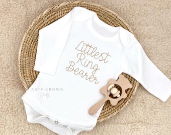 Hand stitched Littlest Ring Bearer Bodysuit • The Ring Dude • Baby Boy Wedding Bodysuit • Cutest Ring Bearer Bodysuit • Ring Boy Baby