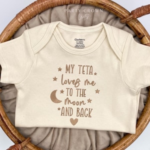Embroidered My Auntie Loves me to the Moon and Back Bodysuit CUSTOM • My Teta loves me • My Tia loves me • My Grandma loves me • Gift