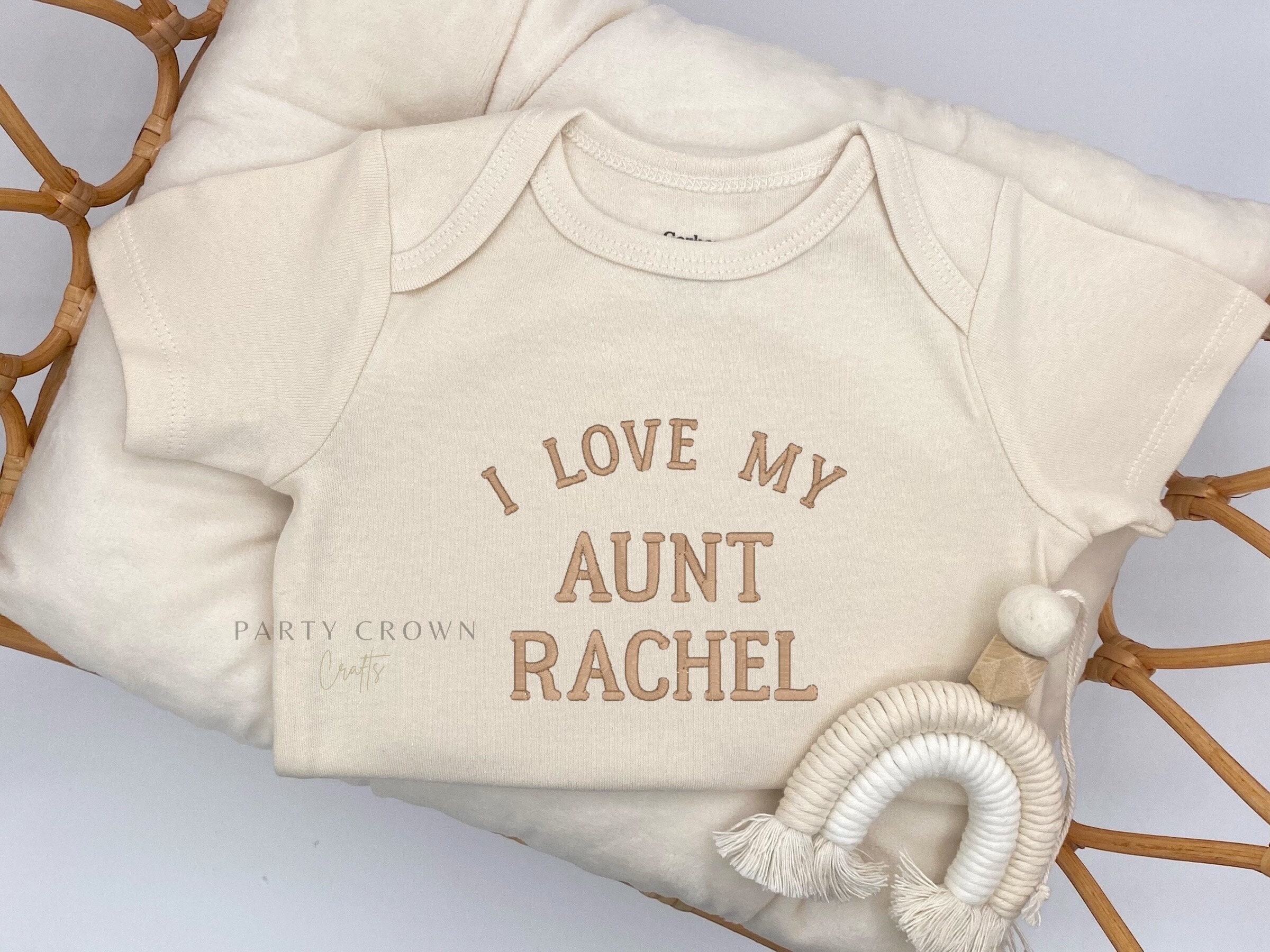 Embroidered I love my Aunt Custom Name ONESIES® Brand • I love my auntie Bodysuit • Aunt Pregnancy Announcement • Auntie to be Gift 721