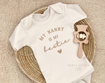 Embroidered My Nanny is my Bestie Bodysuit, Besties with my Nanny, Nanny Gifts, Baby Shower gift from Nanny, I love my Nanny Bodysuit