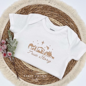 Embroidered Nativity True Story Bodysuit • Christmas Baby Bodysuit • Christian Christmas Baby Bodysuit • Faith Merry Christmas Baby Gifts