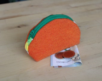 Handmade, recycled little pouch - orange