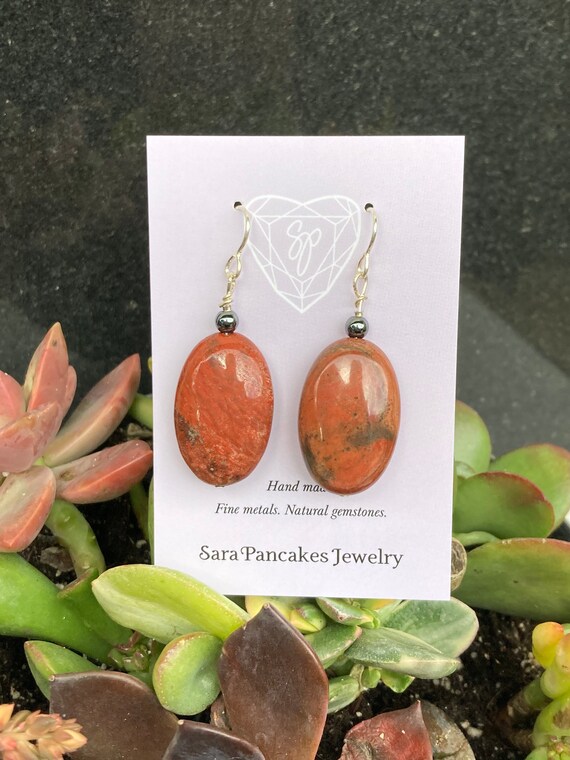 Natural Red Jasper with Hematite in Sterling Silver ~Hand Made