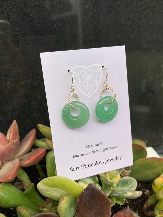 Natural Green Aventurine Earrings in Sterling Silver ~Hand Made