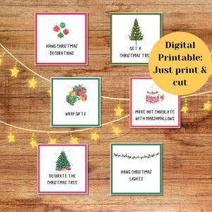 Advent Calendar Activity Cards, Printable Advent Calendar, Christmas Countdown, Children's Holiday Activities, Christmas Kids Activities