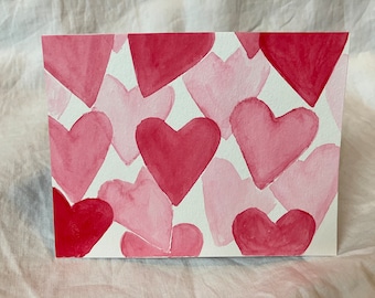 Hand-painted watercolor card with envelope- blank cards- holiday - seasonal - Valentine - 4x6" cards- ready to ship- gifts