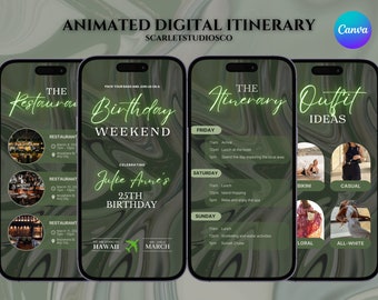 Digital Travel Itinerary, Itinerary Template, Travel Itinerary ...