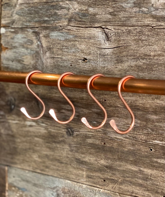 Copper S Hooks 2 4 Pack Etsy