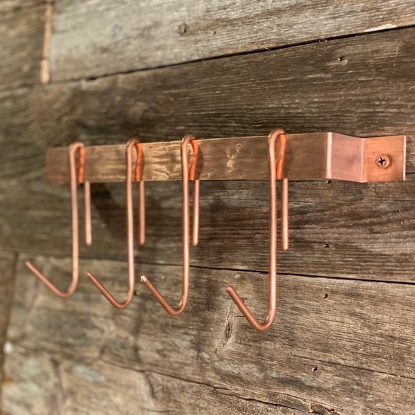 Copper hook 4” for flat bar pot rails (1 hook)