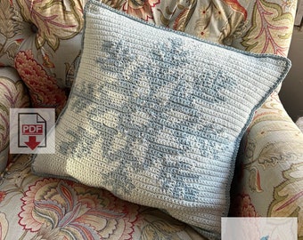 Snowflake Crochet Pillow Pattern / Beginner / PDF Crochet Pattern / Christmas Pillow Tapestry Cushion Cover Pattern