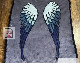 Angel Wings Tapestry Crochet Blanket / PDF Pattern / Throw Afgan Design