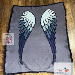 Angel Wings Tapestry Crochet Blanket / PDF Pattern / Throw Afgan Design