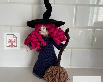 Scary Halloween Witch Crochet Pattern / Beginner / PDF Crochet Pattern in Amigurumi Style / Plush Witch Doll with clothes