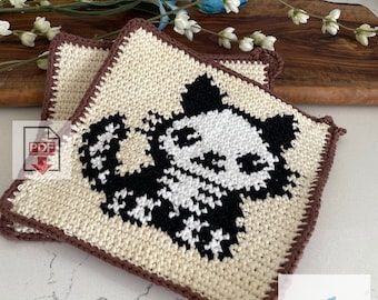 Skeleton Cat Crochet Potholder Pattern / Beginner / PDF Crochet Pattern / Kitty Cat Tapestry Crochet Pattern