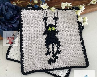 Kitty Cat Tapestry Potholder Pattern: A Beginner-Friendly PDF Crochet Tutorial for Making a Cat on Window Design