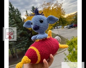 Space Alien with Rocket Crochet Pattern in amigurumi Style / crochet pattern toy set / digital pdf
