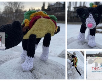 Taco Cat Crochet Pattern / Beginner / digital pdf / Tuxedo cat Crochet pattern in Amigurumi Style