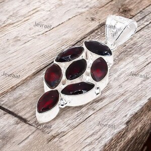 Handmade Mozambique Garnet Gemstone Pendant – 925 Silver Plated Jewelry, Elegant Garnet Necklace for Women