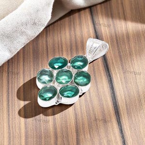 Green Apatite Gemstone Pendant – Handmade 925 Silver Plated Jewelry, Elegant Green Necklace for Women