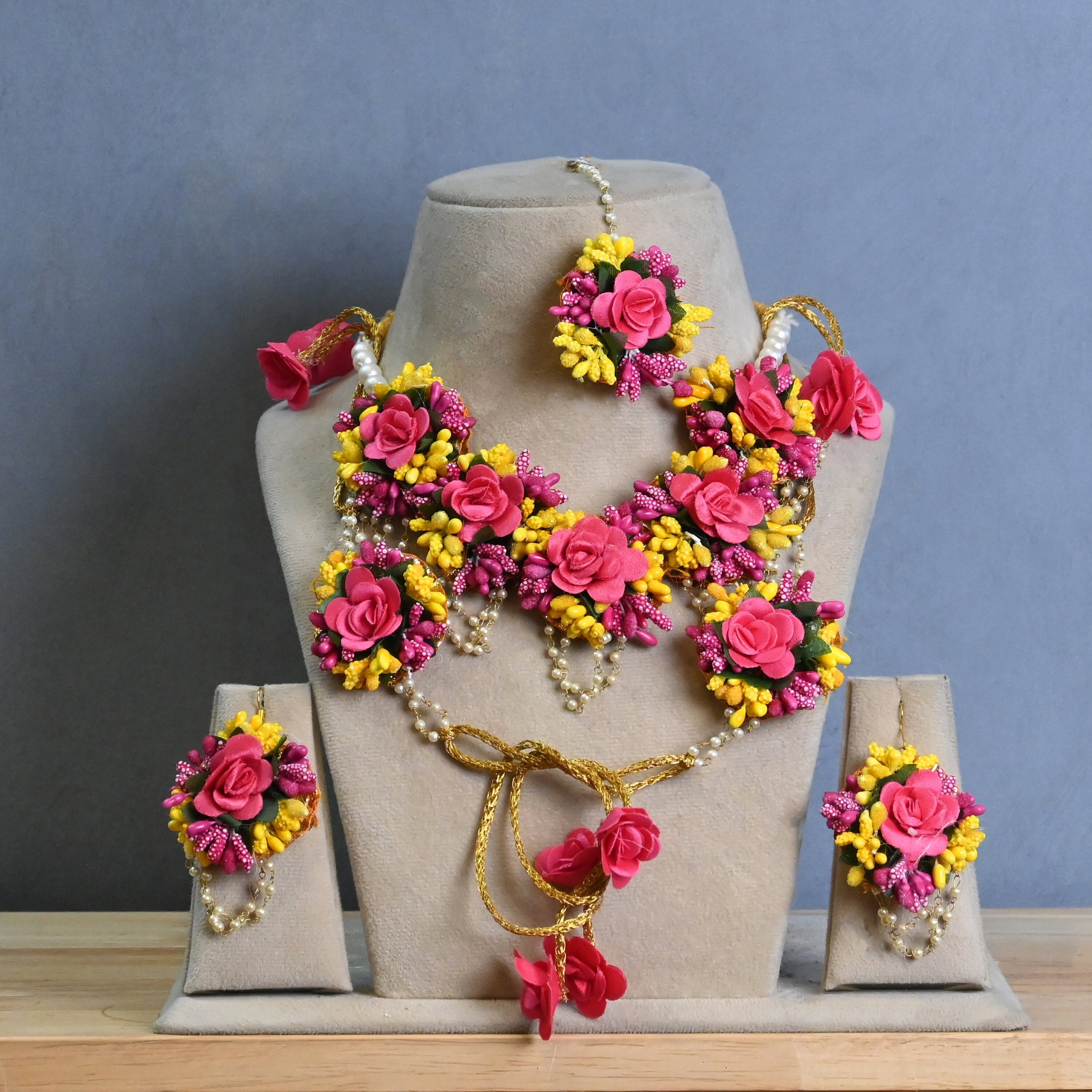 Baby Shower Handmade Flower Jewellery For Haldi Sukkhi Single