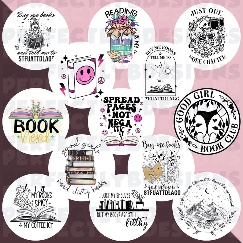Book Lover | BookTok | Books | Just One More Chapter | Book Girlie | Fantasy | Freshie Cardstock | Grab Bag | Circle Cutouts | Book Freshies image 8