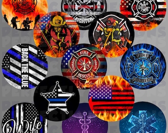 First Responder Grab Bag | Circle Cardstock Cutouts | Freshie Cardstock | Back the Blue | Firefighter | Police | EMT | Dispatcher