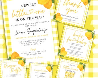 Lemon Baby Shower Invitation CanvaTemplate | Editable Baby Shower Invite | Sweet Little One Invitation | Printable Invite | Digital Download