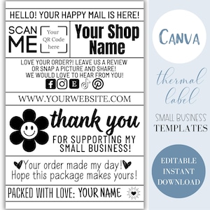 Editable Thermal Label | Thank You For Your Order Labels  | 4x6 Thermal Label | Customer Thank You Thermal Label | Editable Canva Template