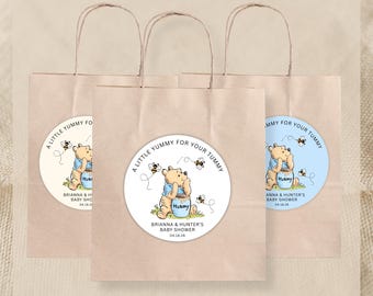 A Little Yummy For Your Tummy Stickers | Sticker Sheets | Baby Shower Favors | Honey Bear | Baby Shower Labels | Party Favors
