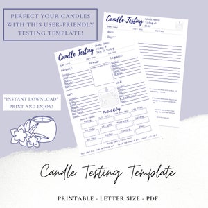Editable Candle Testing Template, Candle Making Testing Sheet, Candle Making Cheat Sheet, Candle Business Guide, Candle Testing Printable
