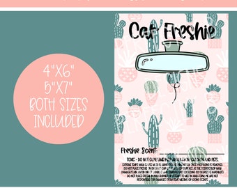 PNG File Download | Freshie Scent Inserts | Freshie Car Mirror Inserts | Freshie Scent and Care Instructions Inserts | Retro Pink Cacti