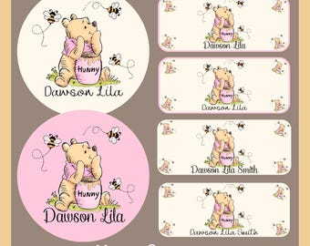 Name Stickers | Sticker Sheets | Custom Name Labels| Kids Name Stickers | Honey Bear Stickers | Baby Shower Favors