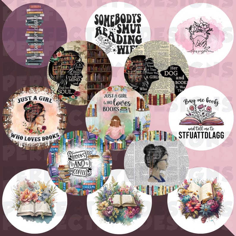 Book Lover | BookTok | Books | Just One More Chapter | Book Girlie | Fantasy | Freshie Cardstock | Grab Bag | Circle Cutouts | Book Freshies image 6