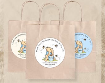 Thank you for showering us with love Stickers | Sticker Sheets | Baby Shower Favors | Honey Bear | Baby Shower Labels | Thank You Stickers